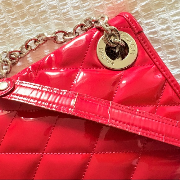 Coach Red Quilted Patent Shoulder Bag - Picture 8 of 10